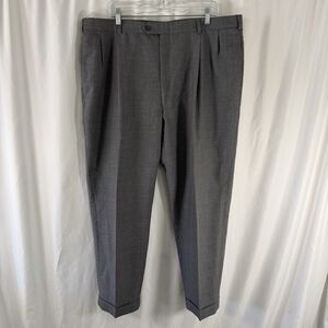 Austin Reed Wool Dress Pants Men's 40x30 Grey Pleated Button Zip Work Office